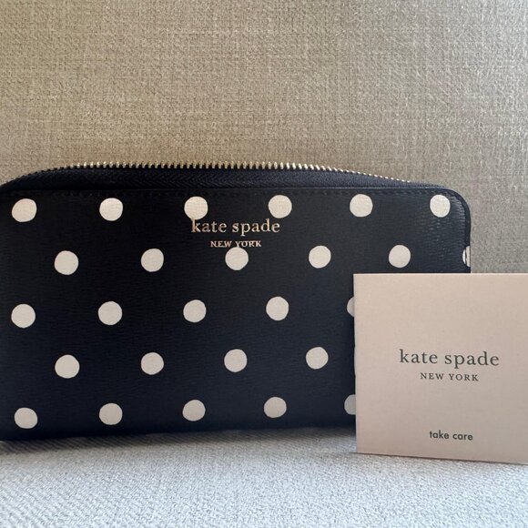 Kate Spade Spencer Cabana Dot Zip-Around Continental Wallet – Like New 🖤✨ - Picture 3 of 5